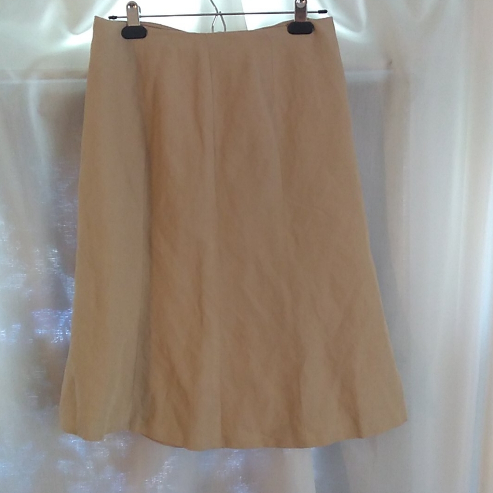 Fluted Washable Linen Midi Skirt